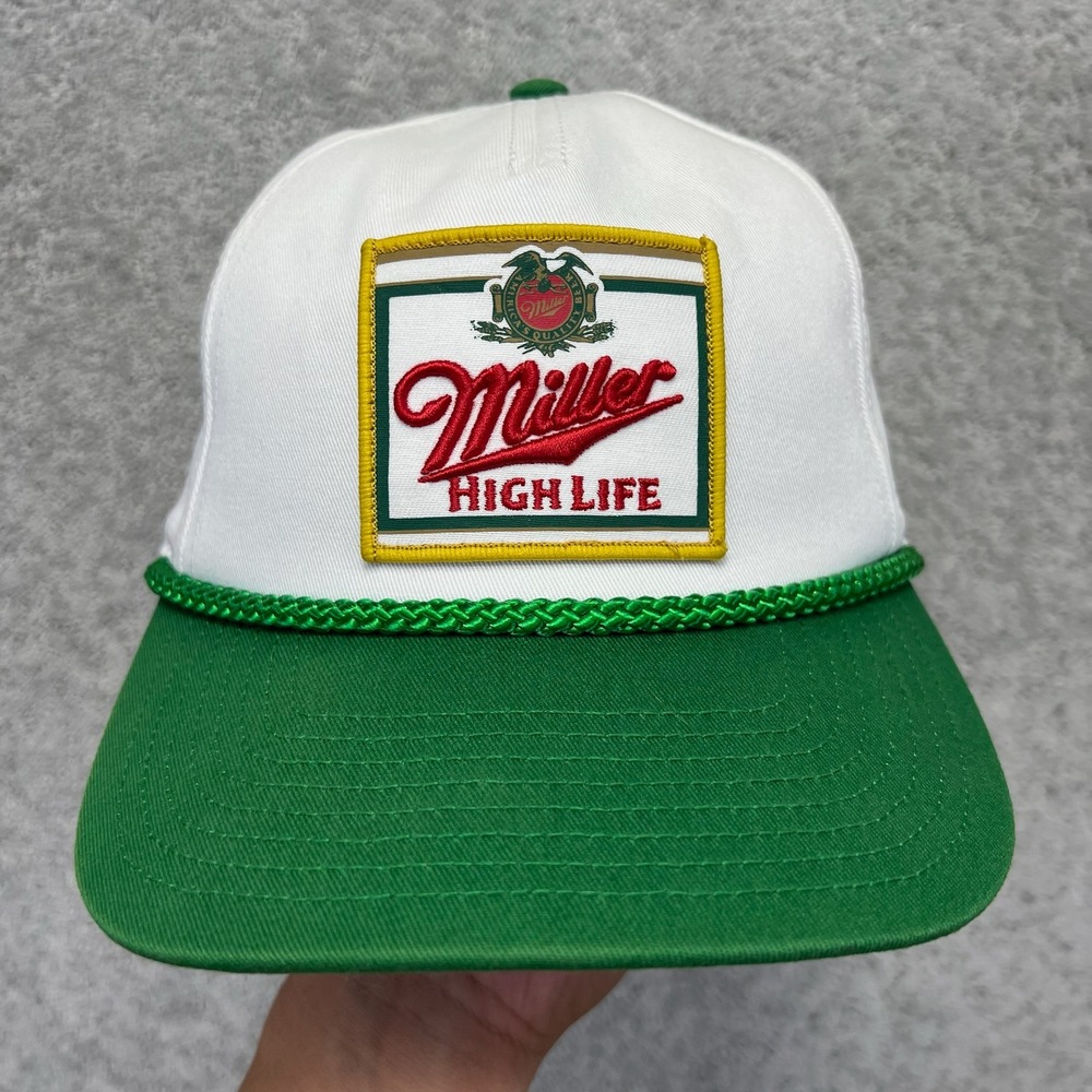 American Needle Baseball Cap Green White Miller High Life Trucker Hat Snapback
